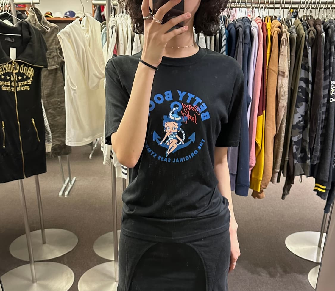 L)Betty boop vintage 여성 프린팅 반팔 상품이미지1