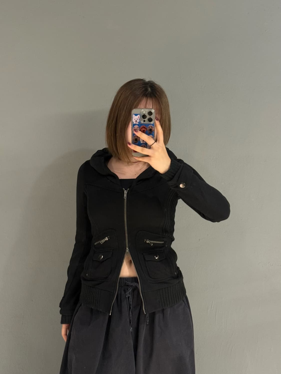 ribbed detail pocket 2-way zip-up 상품이미지1