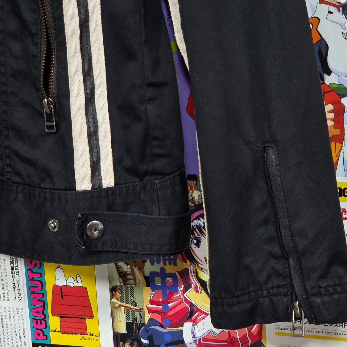 JPN 블랙 사이드 라인 바이커 무드 코튼 자켓 상품이미지5