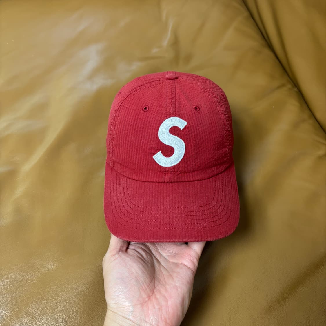 Supreme 슈프림 24ss 씨어서커 레드 S로고 6패널 볼캡 모자 상품이미지3