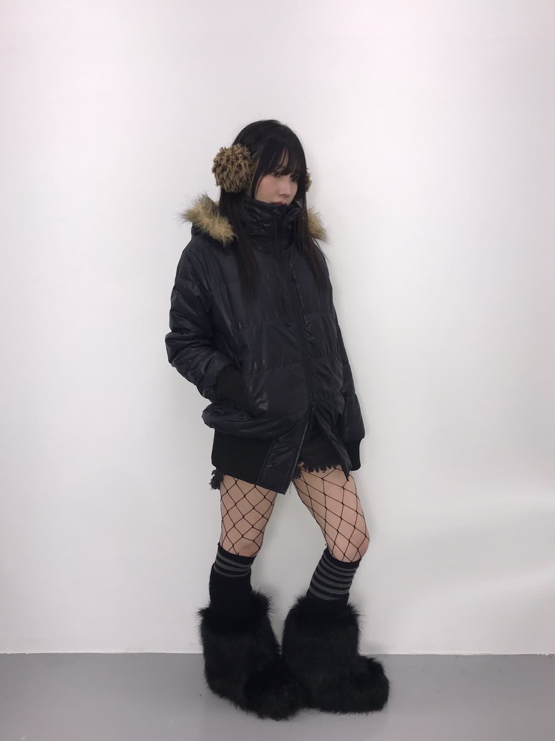 'Grail' Glosy Fur Hood Padded Jacket 상품이미지2