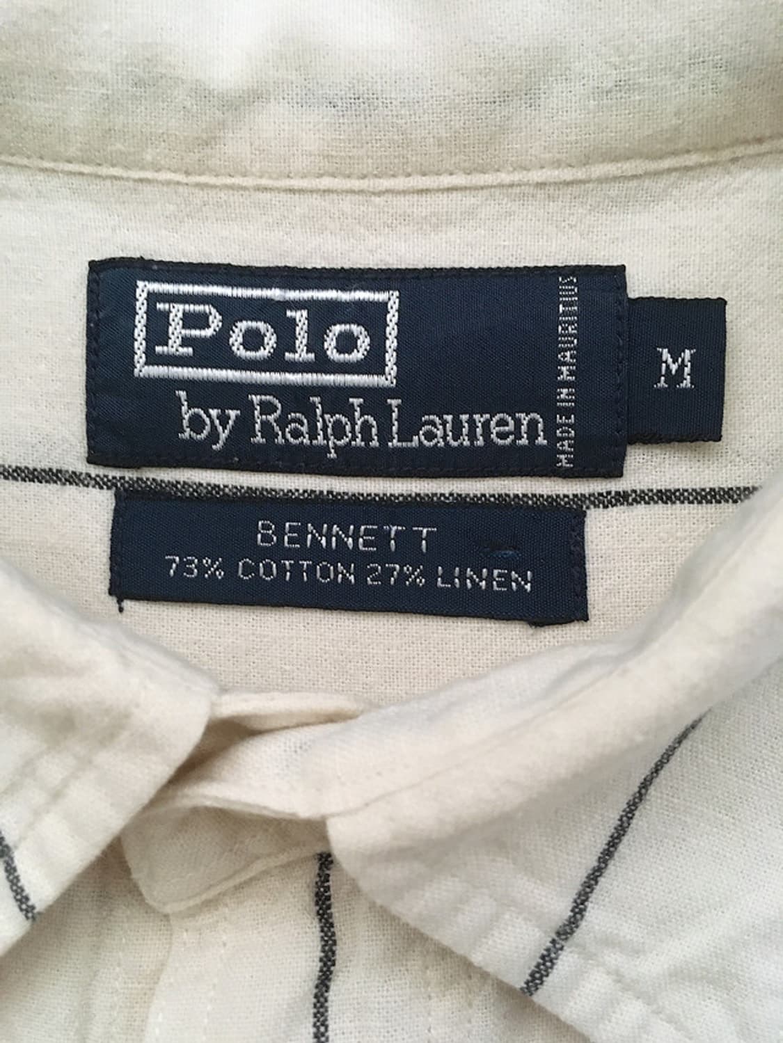 90s linen blended stripe B.U shirts 상품이미지4
