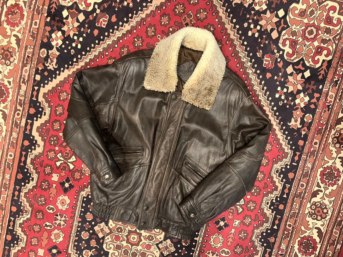 ( M-L ) 가죽자켓 레더자켓 빈티지가죽 봄버자켓 밀리터리 워크웨어 상품이미지2