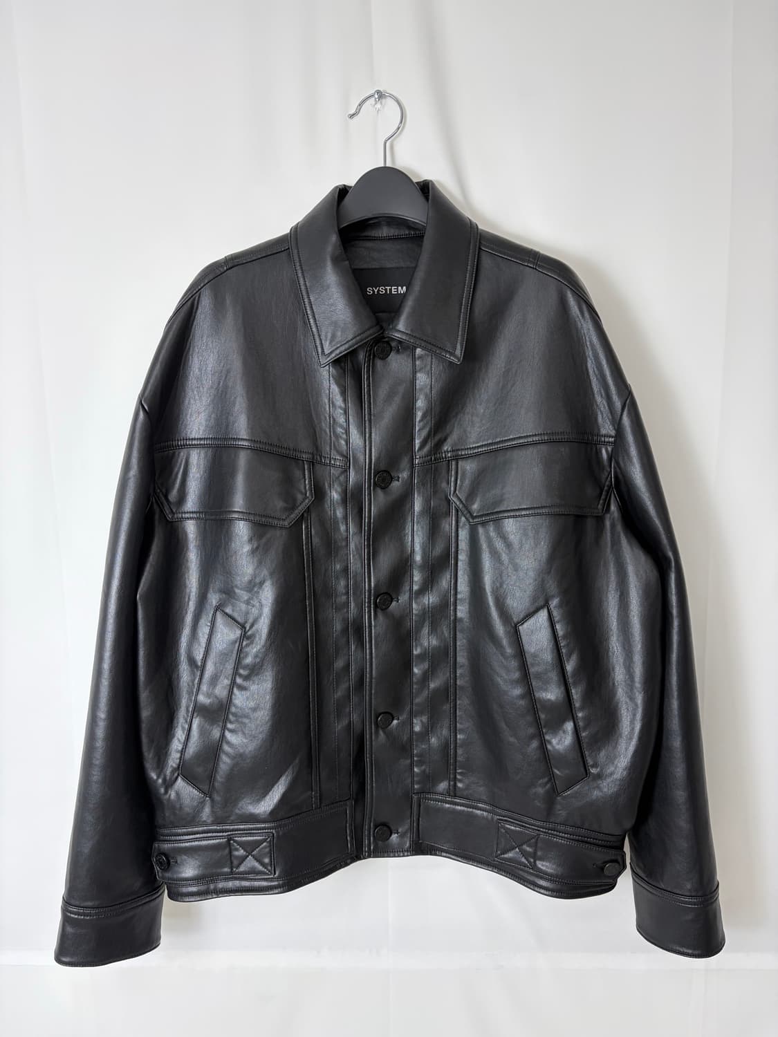 a78) 시스템 SYSTEM 블랙 레더자켓 상품이미지1