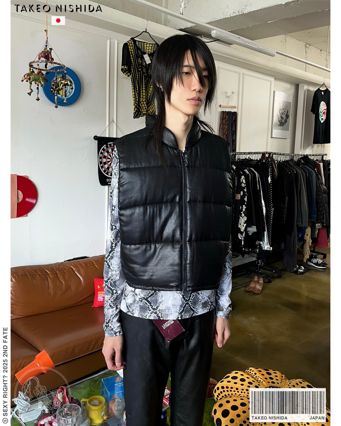 TAKEO NISHIDA Coating Padded Crop Vest 상품이미지1