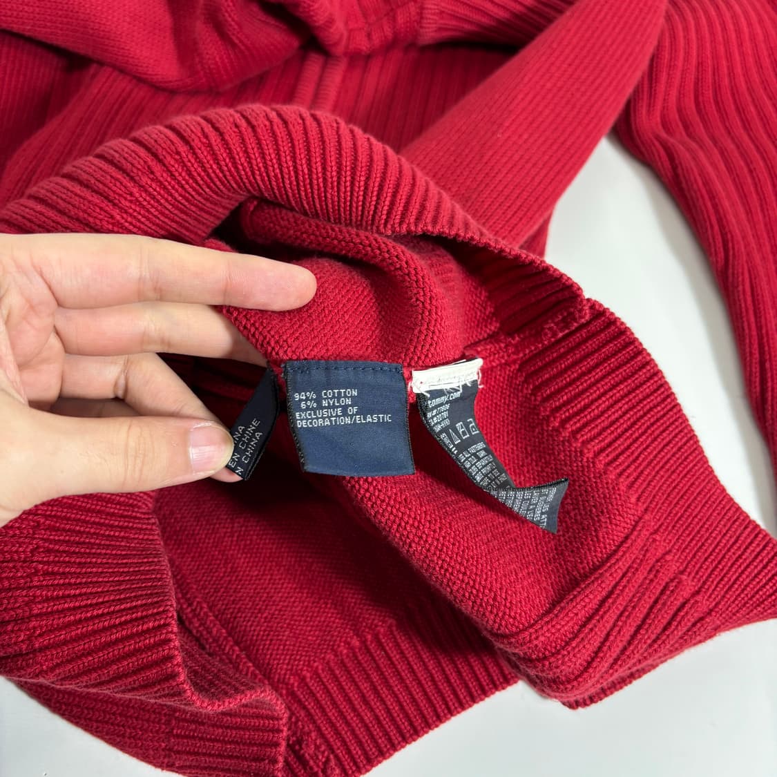 L 타미힐피거 레드 투웨이 니트집업 상품이미지5