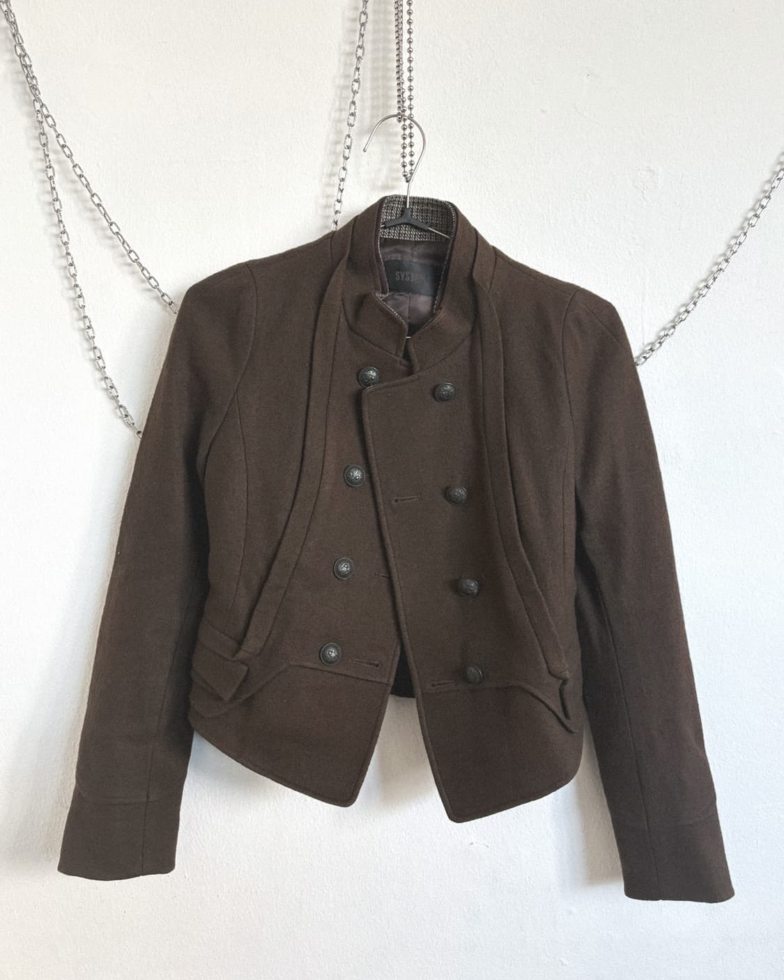 시스템 브라운 울 크롭컷 나폴레옹 자켓 상품이미지5