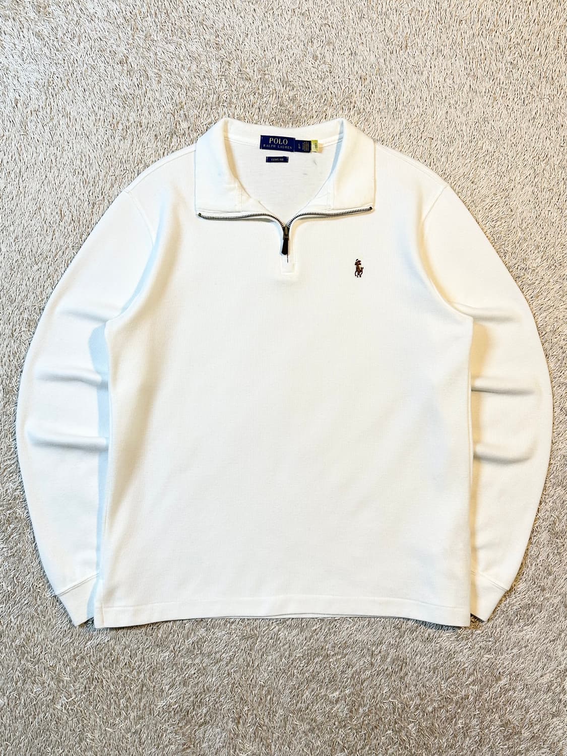 폴로 랄프로렌 신형 QR 멀티포니 하프 반집업 니트 화이트 상품이미지1