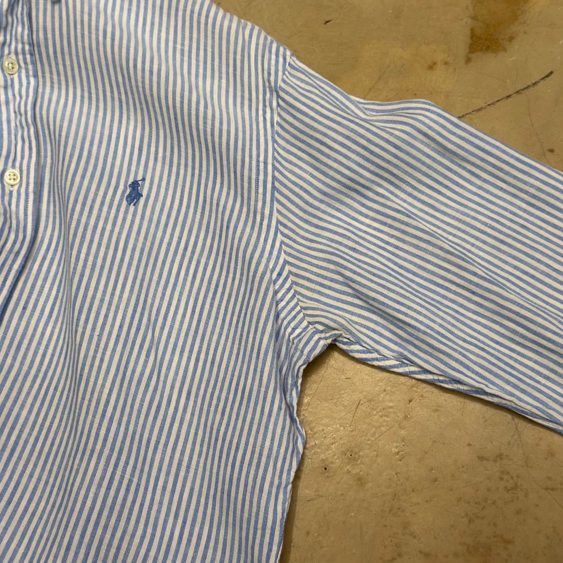 M 폴로랄프로렌 스카이블루 스트라이프 린넨 셔츠 상품이미지6
