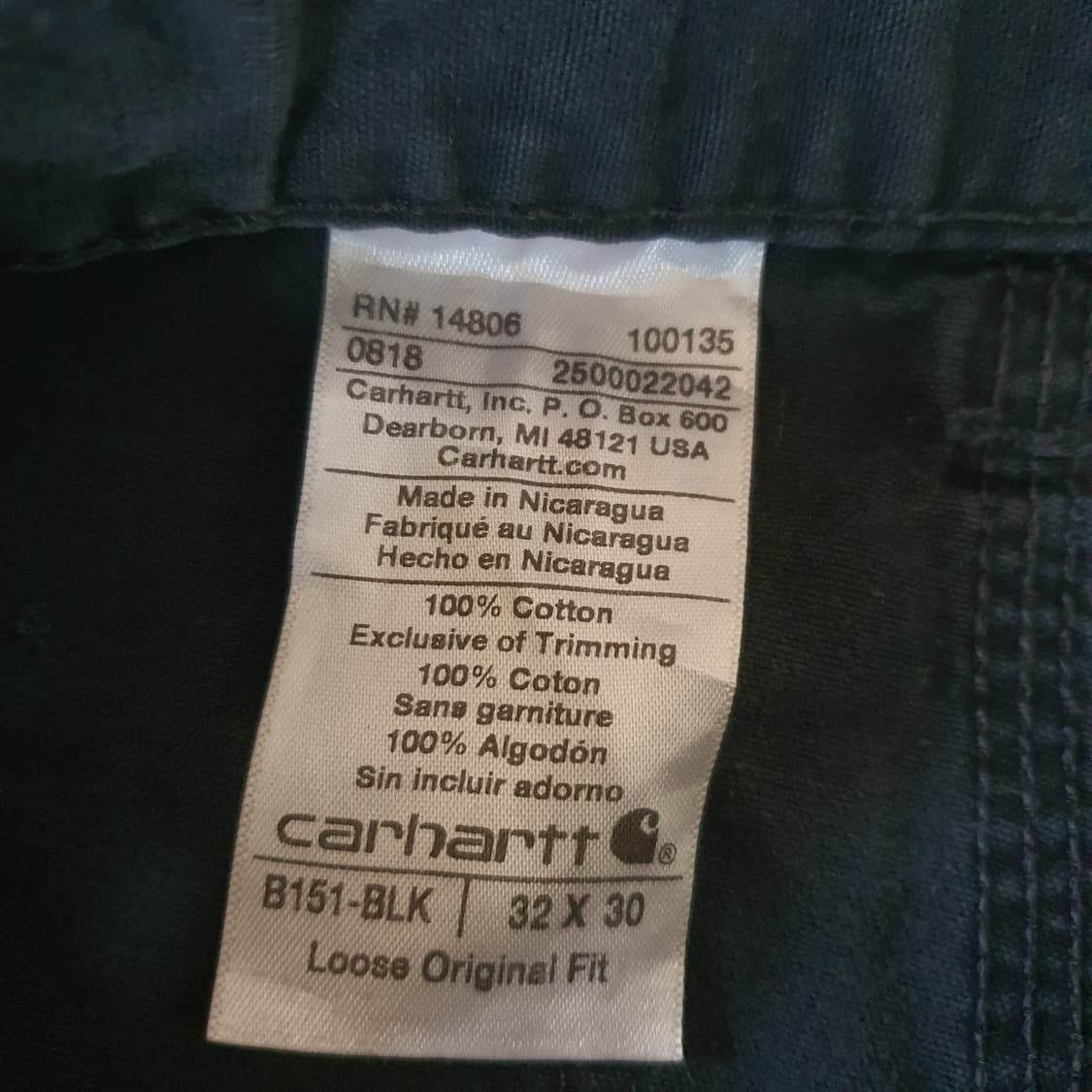 칼하트  B151 루즈 워크 던가리 팬츠 no.87 상품이미지6