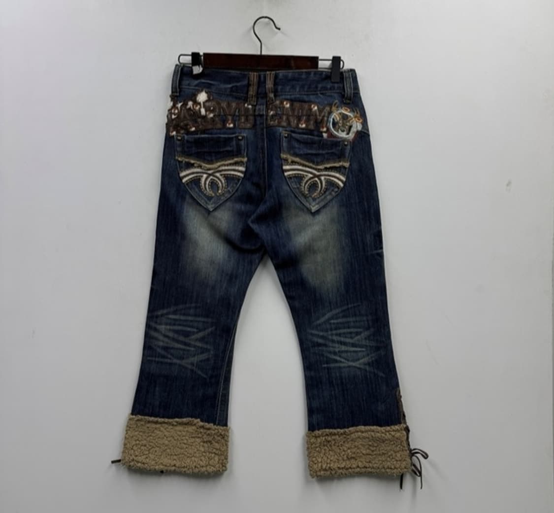 빈티지 모리걸 히피 갸루 7부 데님 코르셋 바지 팬츠 상품이미지3