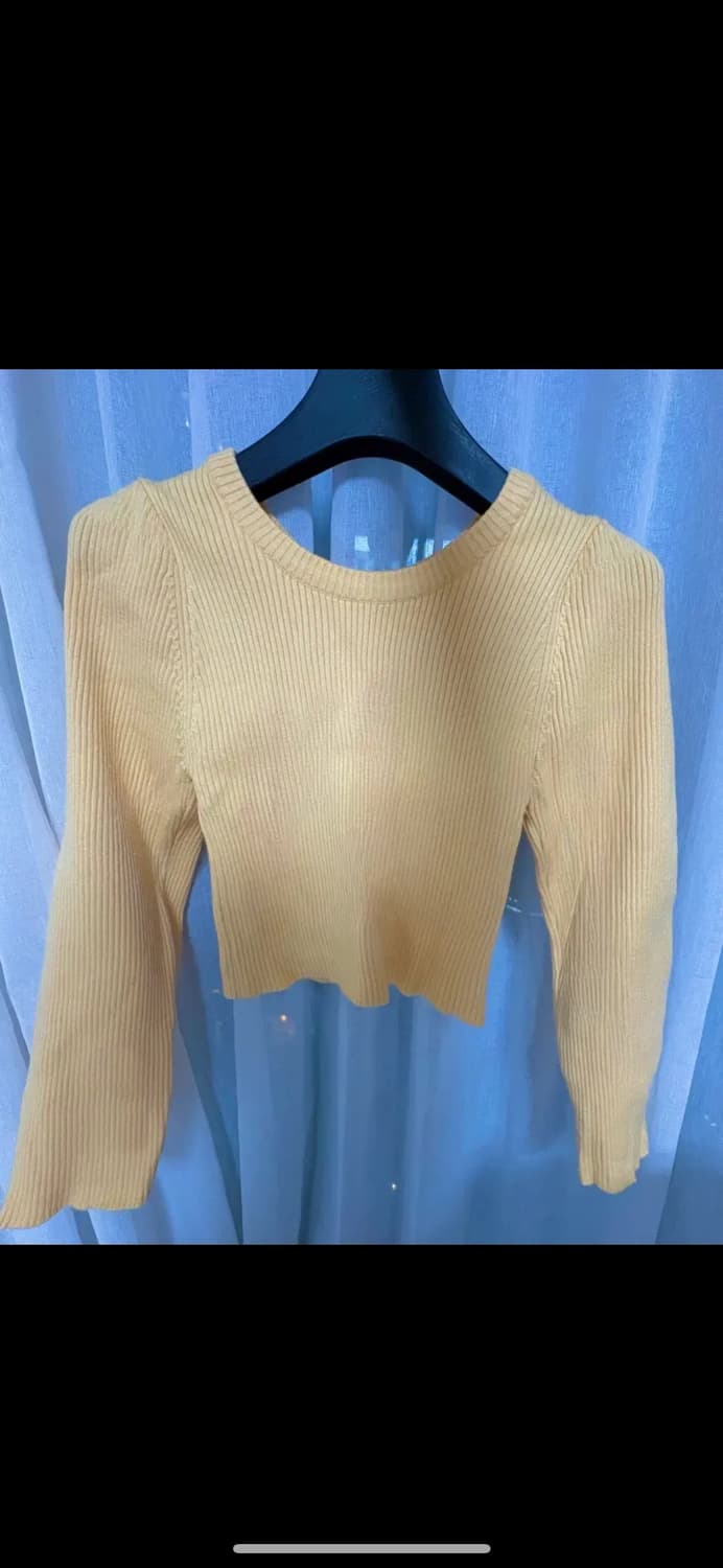 미트미 볼륨 유넥 골지 니트 - 옐로, 블랙 상품이미지1