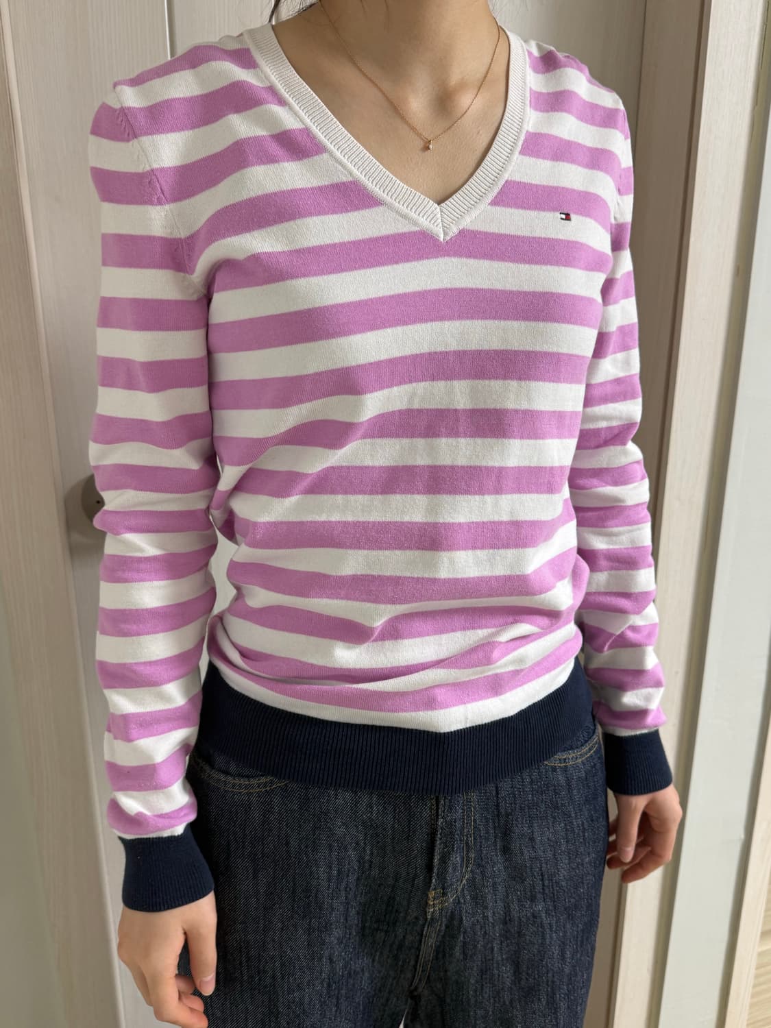 타미힐피거 쿨핑크 줄무늬 긴팔티 상품이미지2