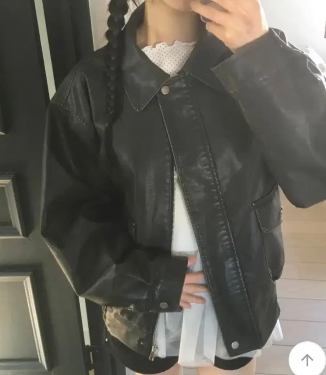 원더원더 블룸 빈티지 워싱 포켓 박시 레더 자켓 상품이미지2