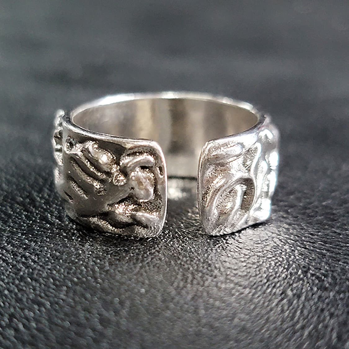 Preach 백동 남자 엔틱 빈티지 명품 조형 텍스쳐 손가락 반지 상품이미지5