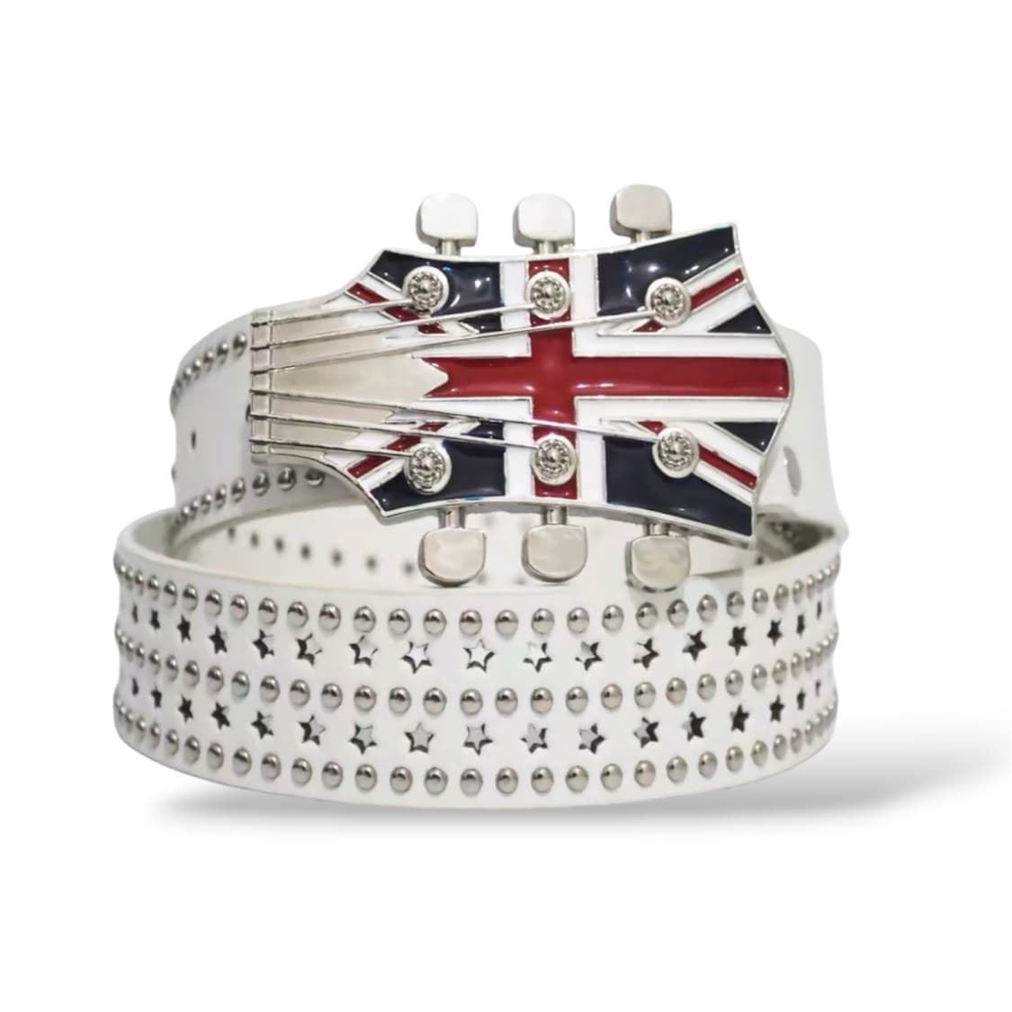 UK 빈티지 무드 기타 버클 화이트 벨트  상품이미지1