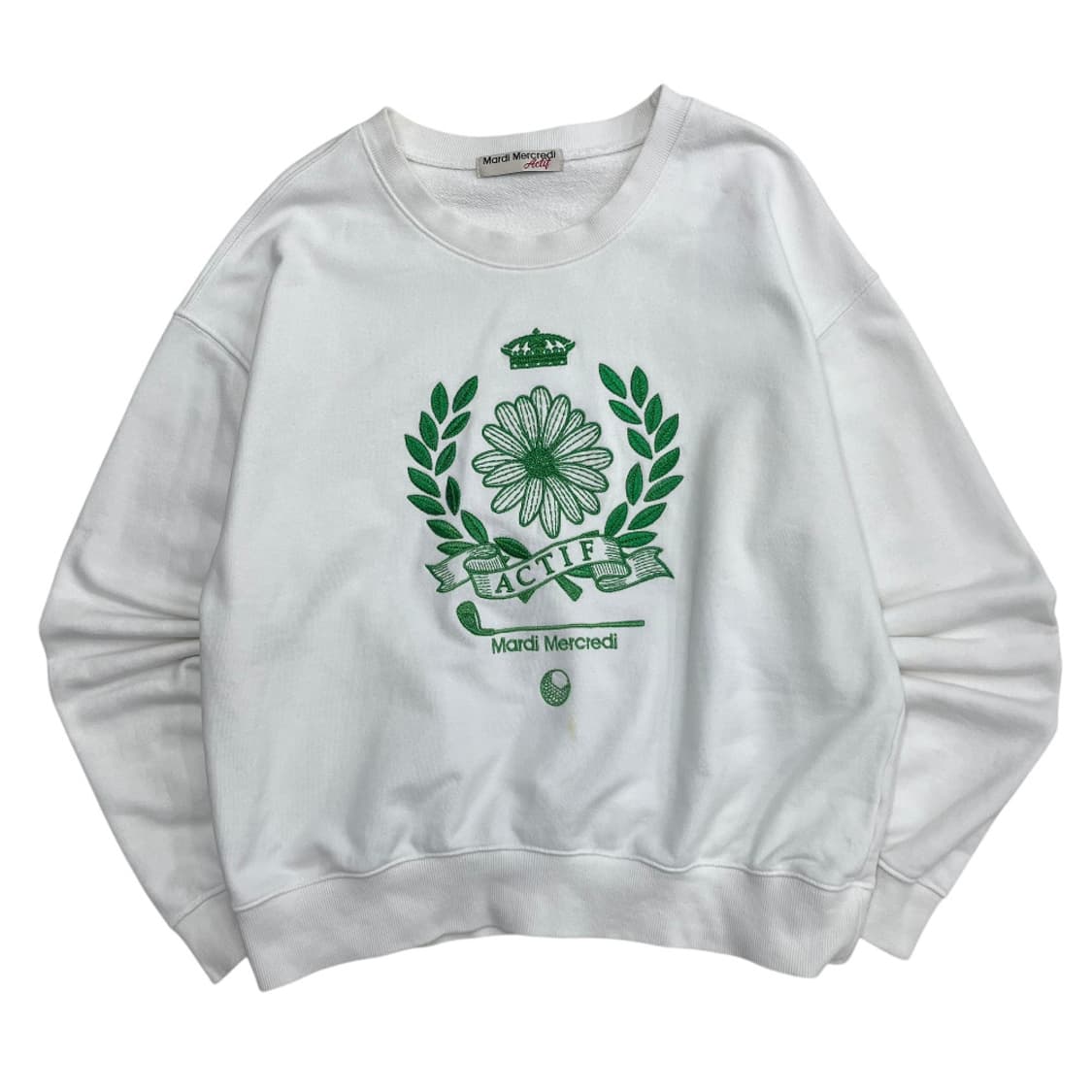 마르디 메르크디 그린 자수로고 화이트 맨투맨 상품이미지2