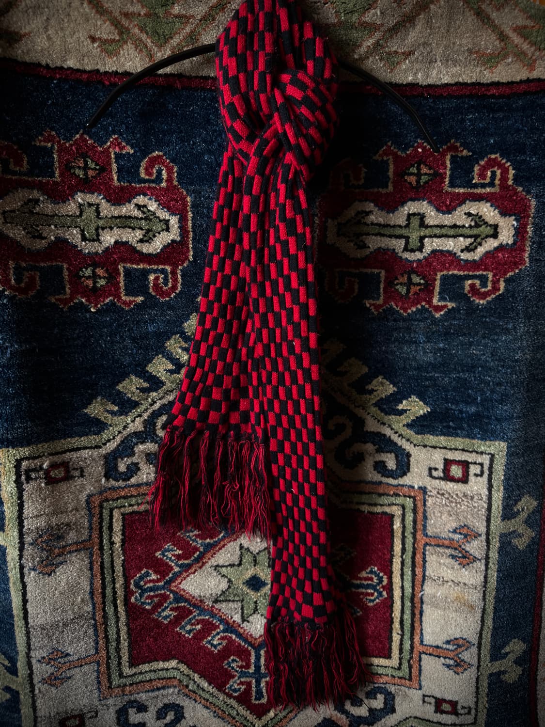 vintage Red Checkerboard knit muffler 상품이미지6