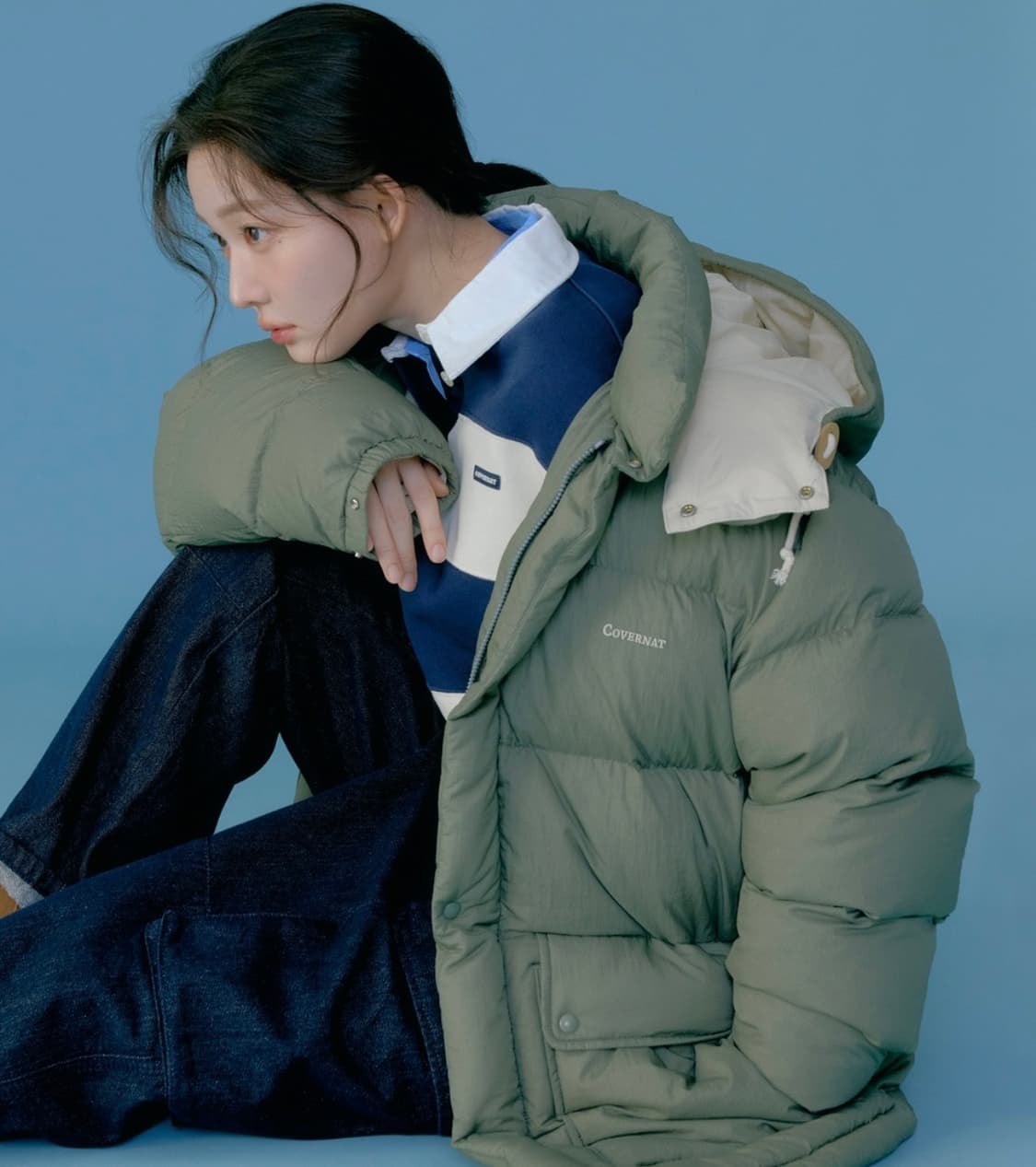 커버낫 디태처블 후드 미드 다운 자켓 상품이미지5