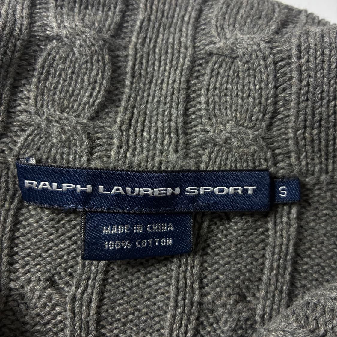 Polo  랄프로렌 스포츠 자수 코튼 그레이 꽈배기 니트집업 상품이미지5