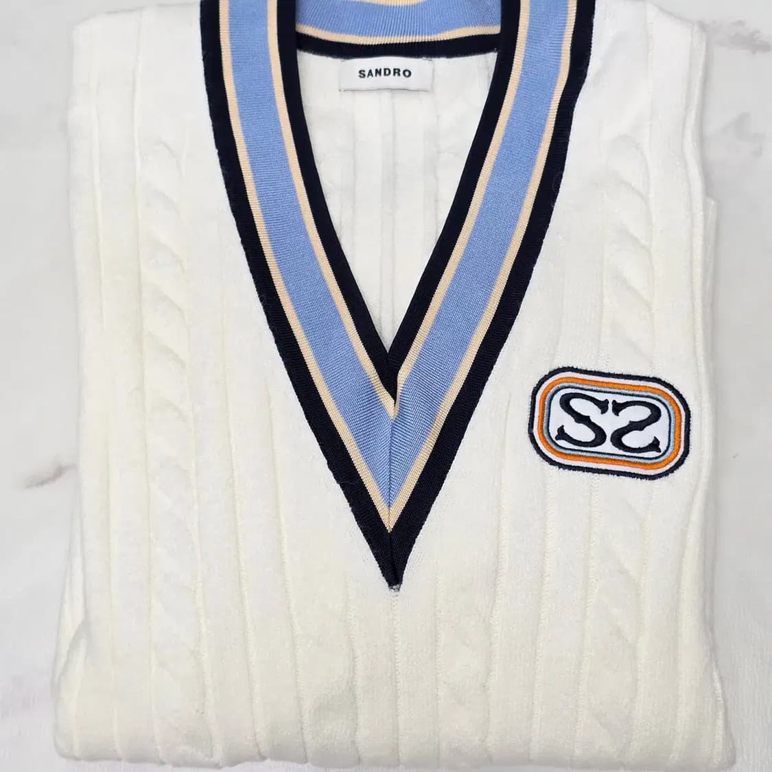 SANDRO 산드로 V넥 케이블 니트 55~66 상품이미지9