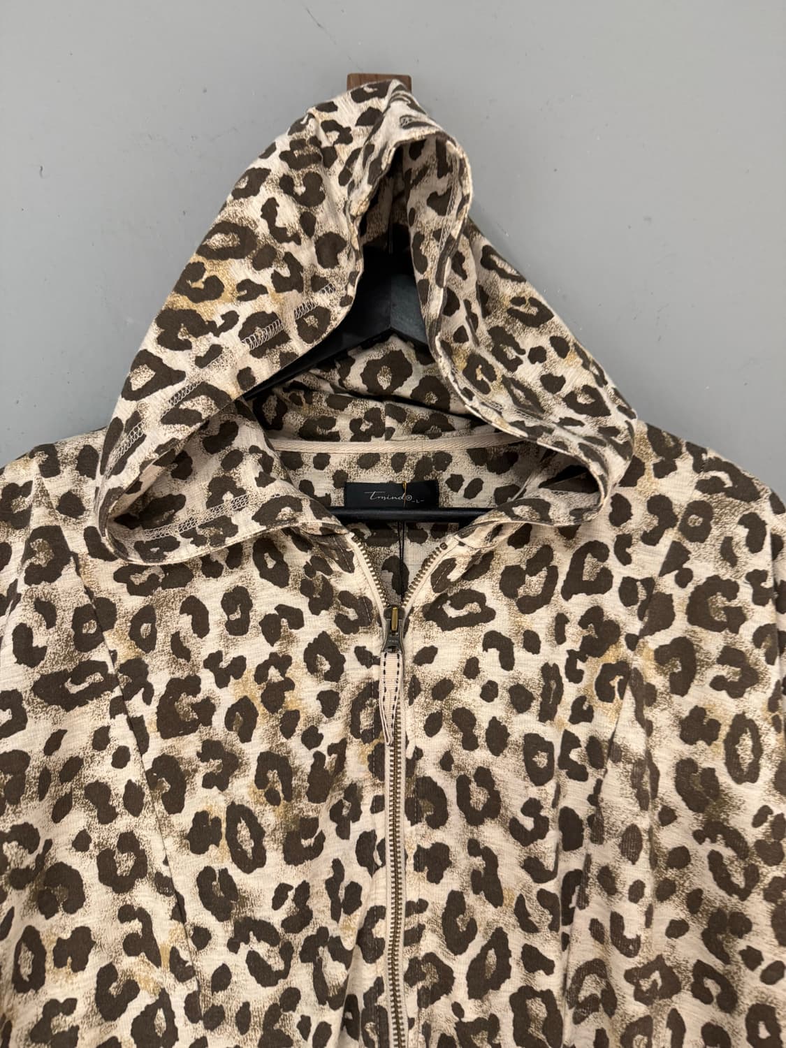 leopard pattern pocket hood zip-up  상품이미지5