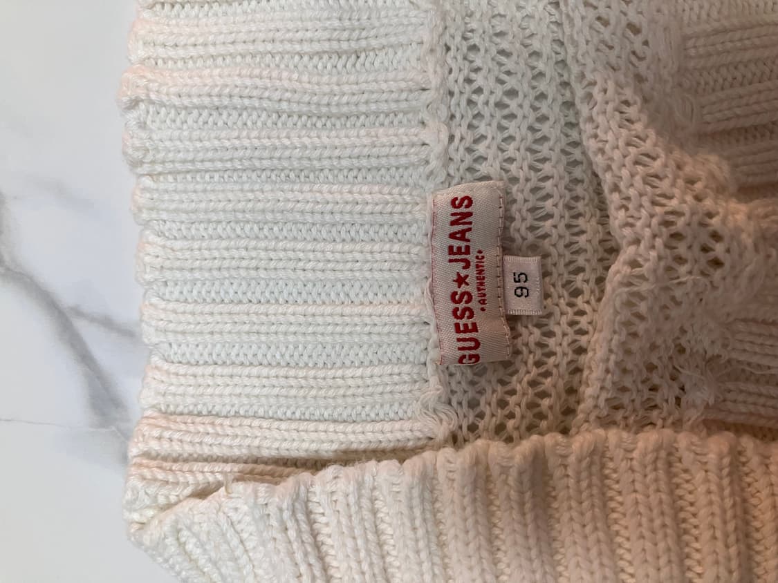 guess Y2K 오프숄더 메쉬 화이트 니트 스웨터 갸루 딱붙핏 상품이미지3