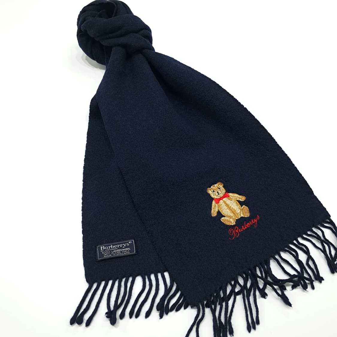 MX268 버버리 90s 베어 자수 램스울 목도리 머플러 상품이미지2