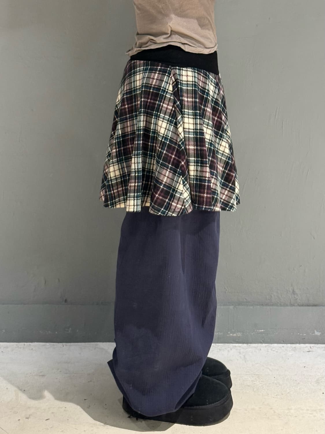 banding line check pattern skirt 상품이미지2