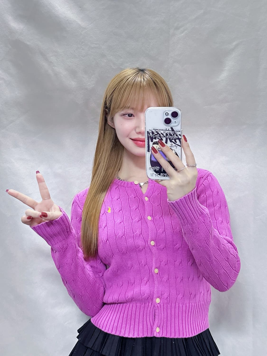 폴로 랄프로렌 핑크 포니 케이블 가디건  상품이미지1