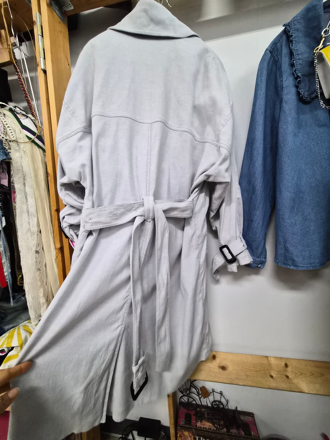 톰보이 더블 버튼  벌룬 트렌치 코트 상품이미지5