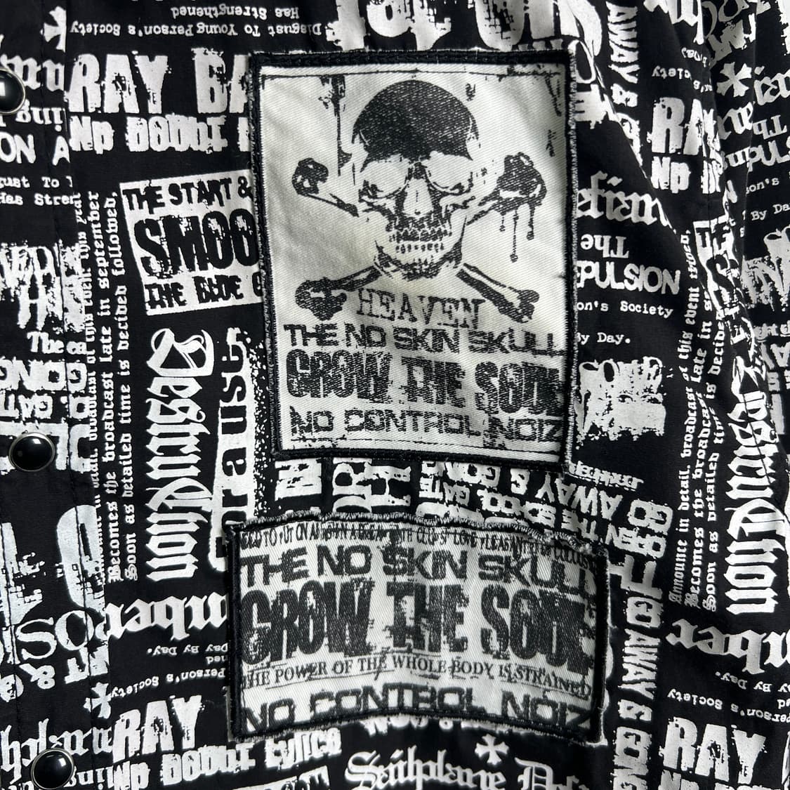JPN VTG 빈티지 뉴스페이퍼 펑크 스컬 셔츠 XL 상품이미지8