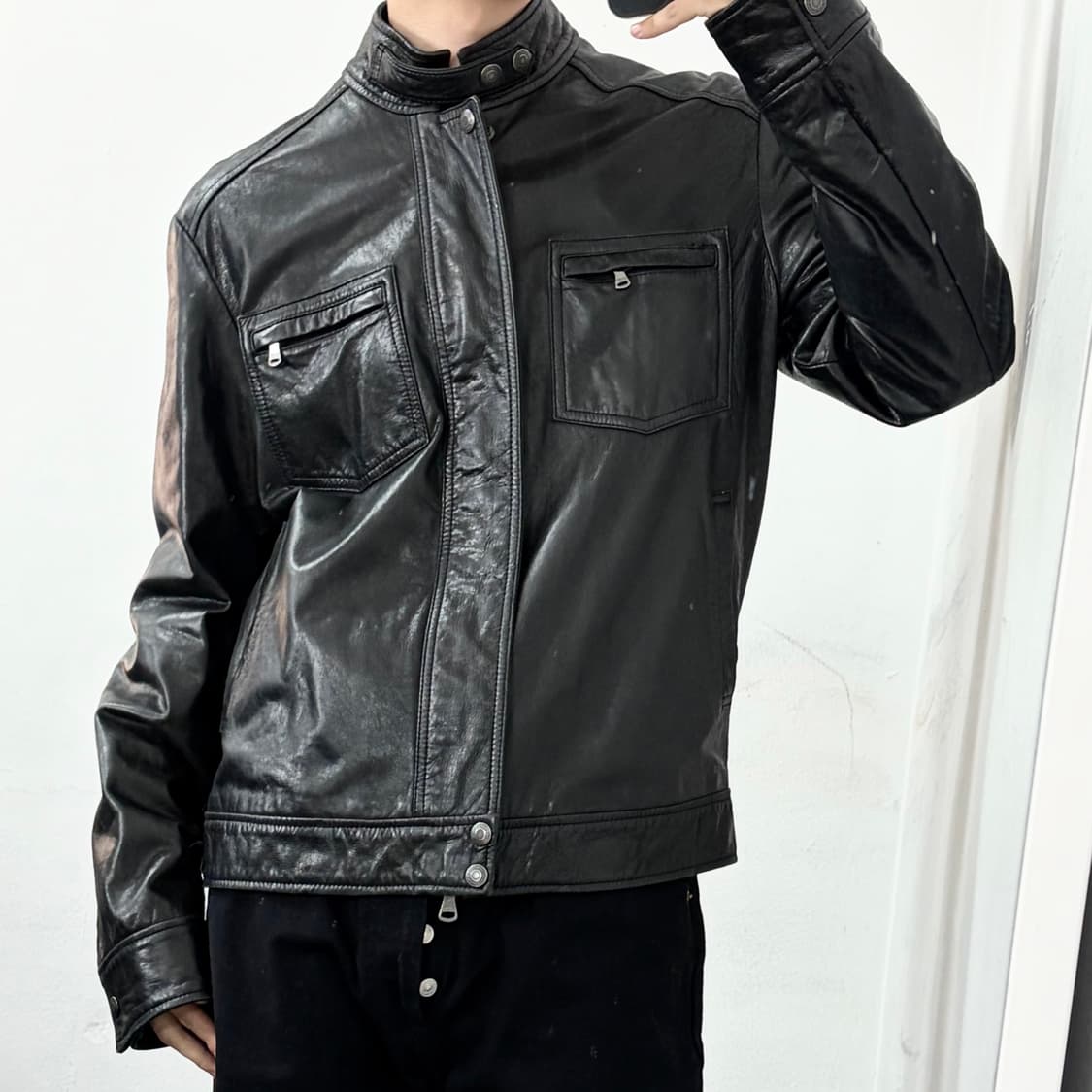 캘빈클라인 투웨이 염소가죽 라이더 자켓 상품이미지1