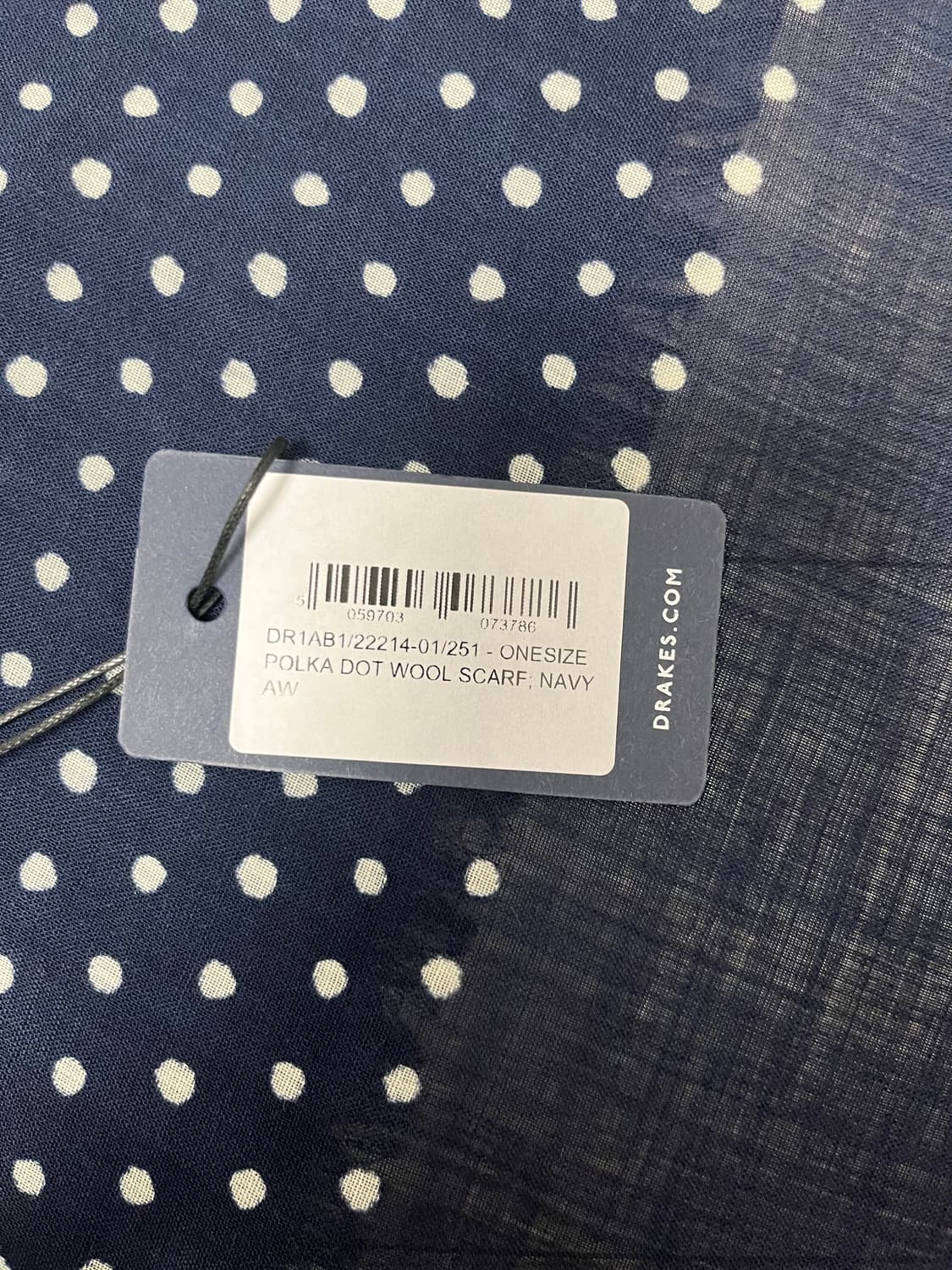 [드레익스] Drake's - Navy Polka Dot Wool 스카프 상품이미지8