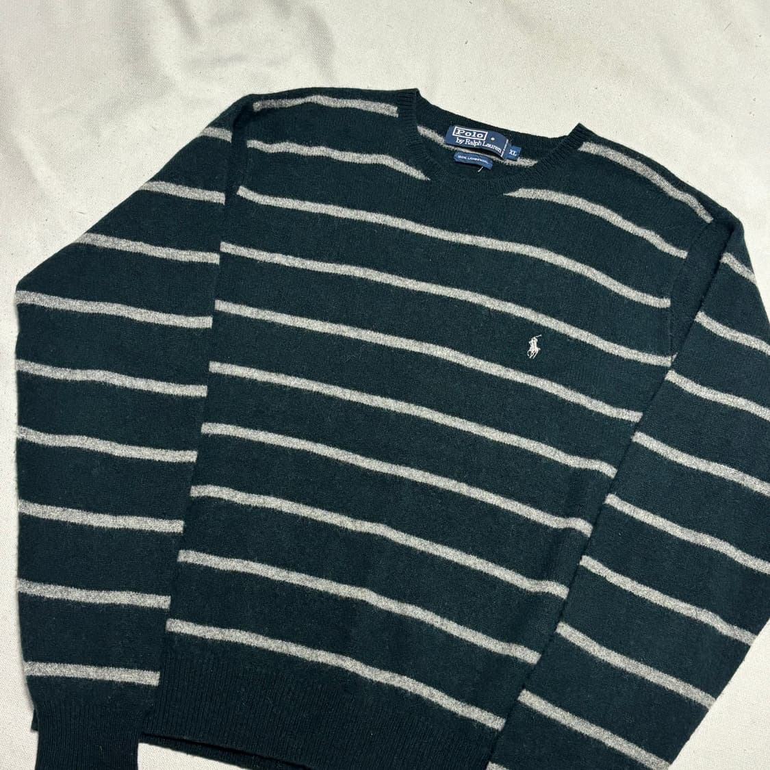 XL 폴로랄프로렌 화이트 포니 램스울 스트라이프 니트 상품이미지1