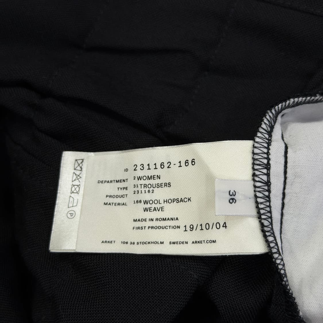 ARKET 아르켓 벨트 스트레이트핏 울 슬랙스 팬츠 바지 블랙 36 상품이미지5