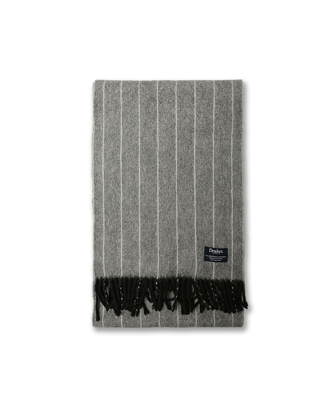 드레익스 [Drake's] 그레이 & 차콜 리버시플 스트라이프 머플러 상품이미지2
