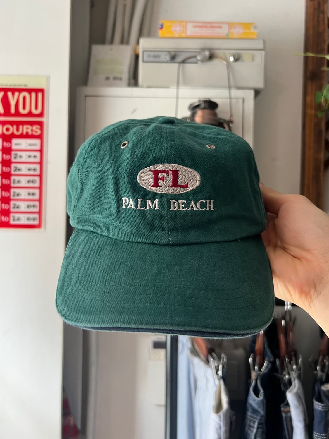 90's USA 빈티지 FL PALM BEACH 그린 볼캡 상품이미지1