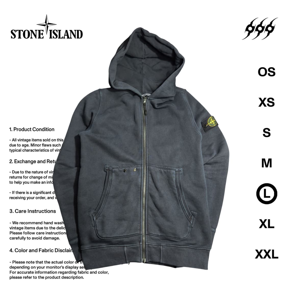 스톤아일랜드 24년도 와펜 L사이즈 후드집업 상품이미지1