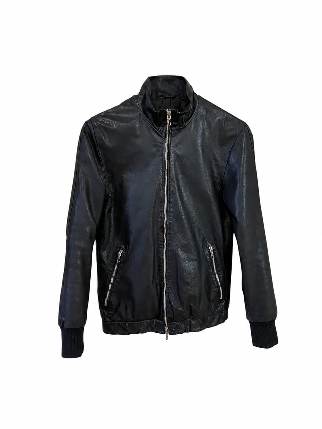 Two-Way Zip Leather Jacket 상품이미지1