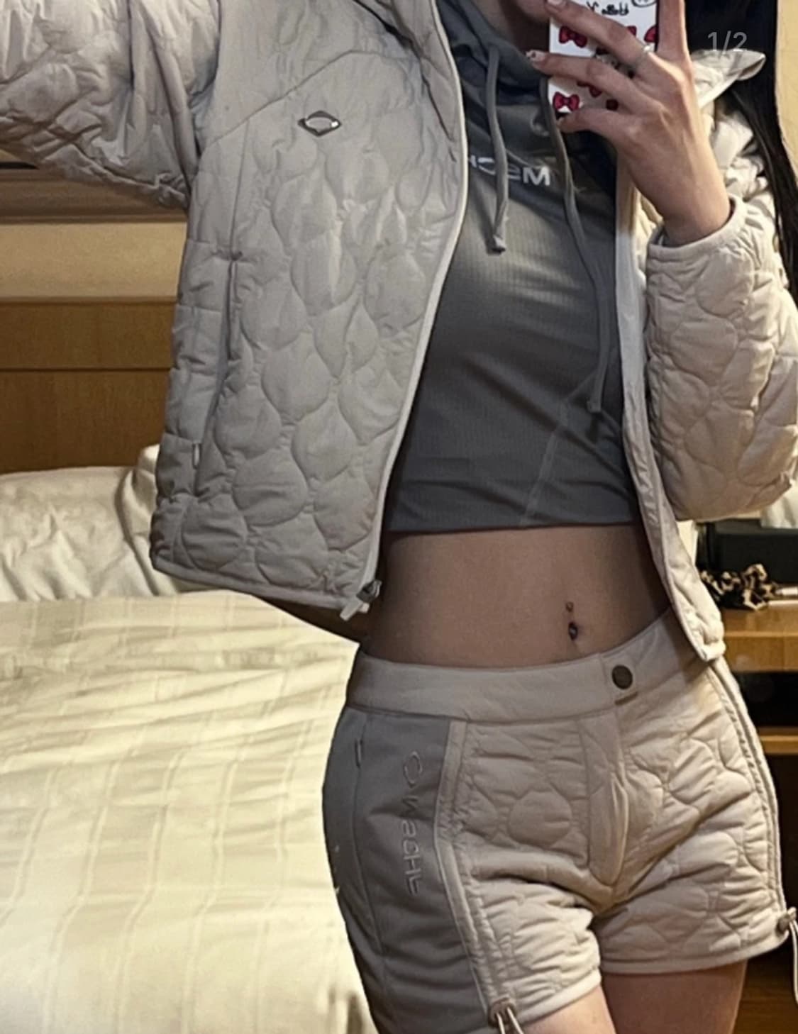 미스치프 퀄티드 후디드 자켓 패딩 상품이미지1