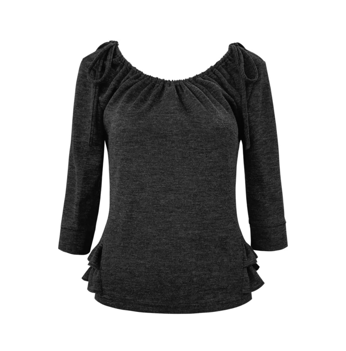 체메씨 SHIRRED MID-SLEEVE FRILL TOP 상품이미지1