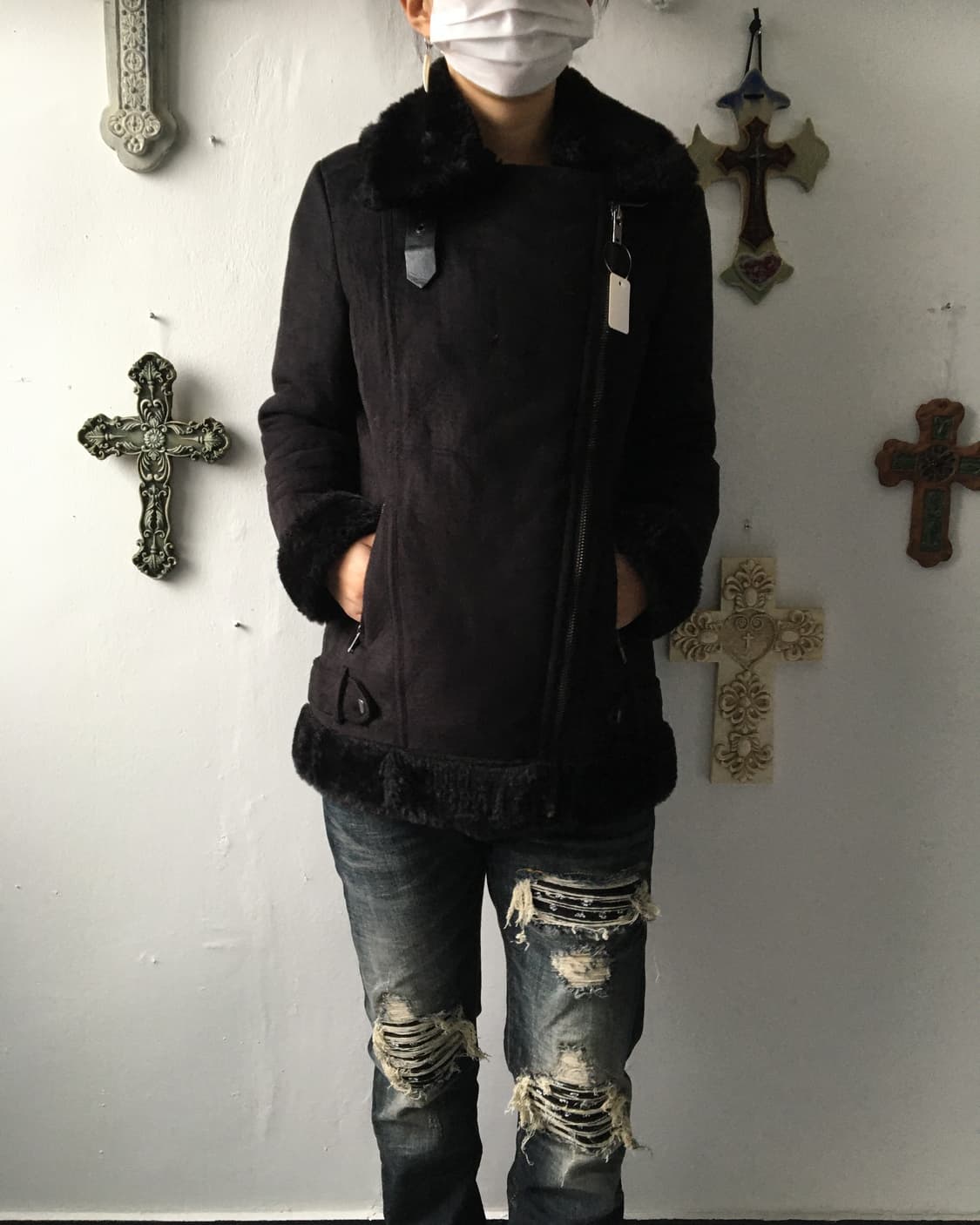 Fake fur layered belted mustang 상품이미지10