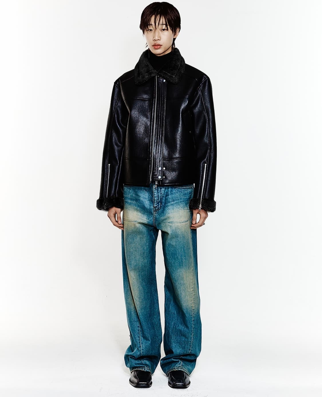 HALEINE 알렌느 3D 블랙 시어링 크롭 무스탕 자켓 2사이즈 상품이미지9