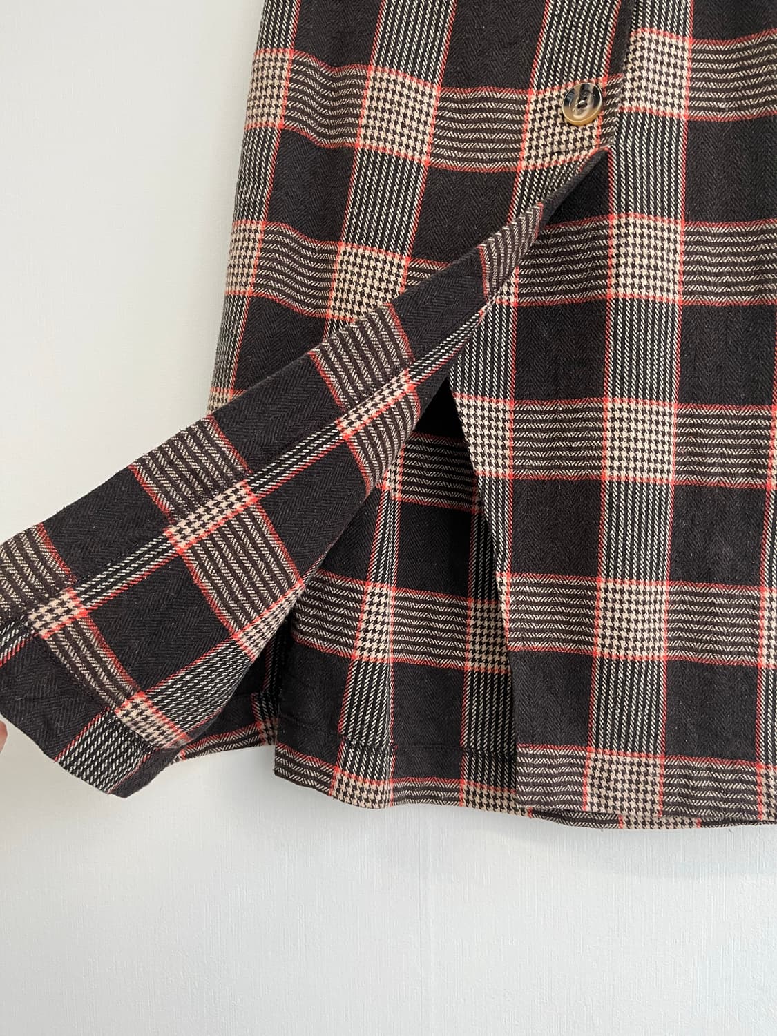 브라운 체크 랩 스커트 상품이미지3