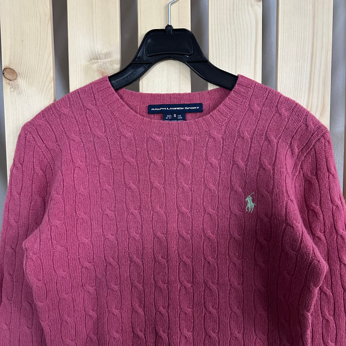 (S) 폴로 핑크 케이블 니트 스웨터 상품이미지5