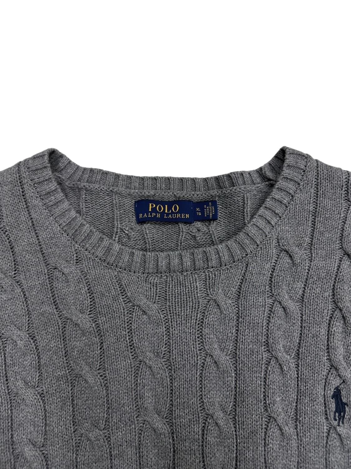 폴로 꽈배기 케이블 니트 그레이 (XL) 상품이미지3