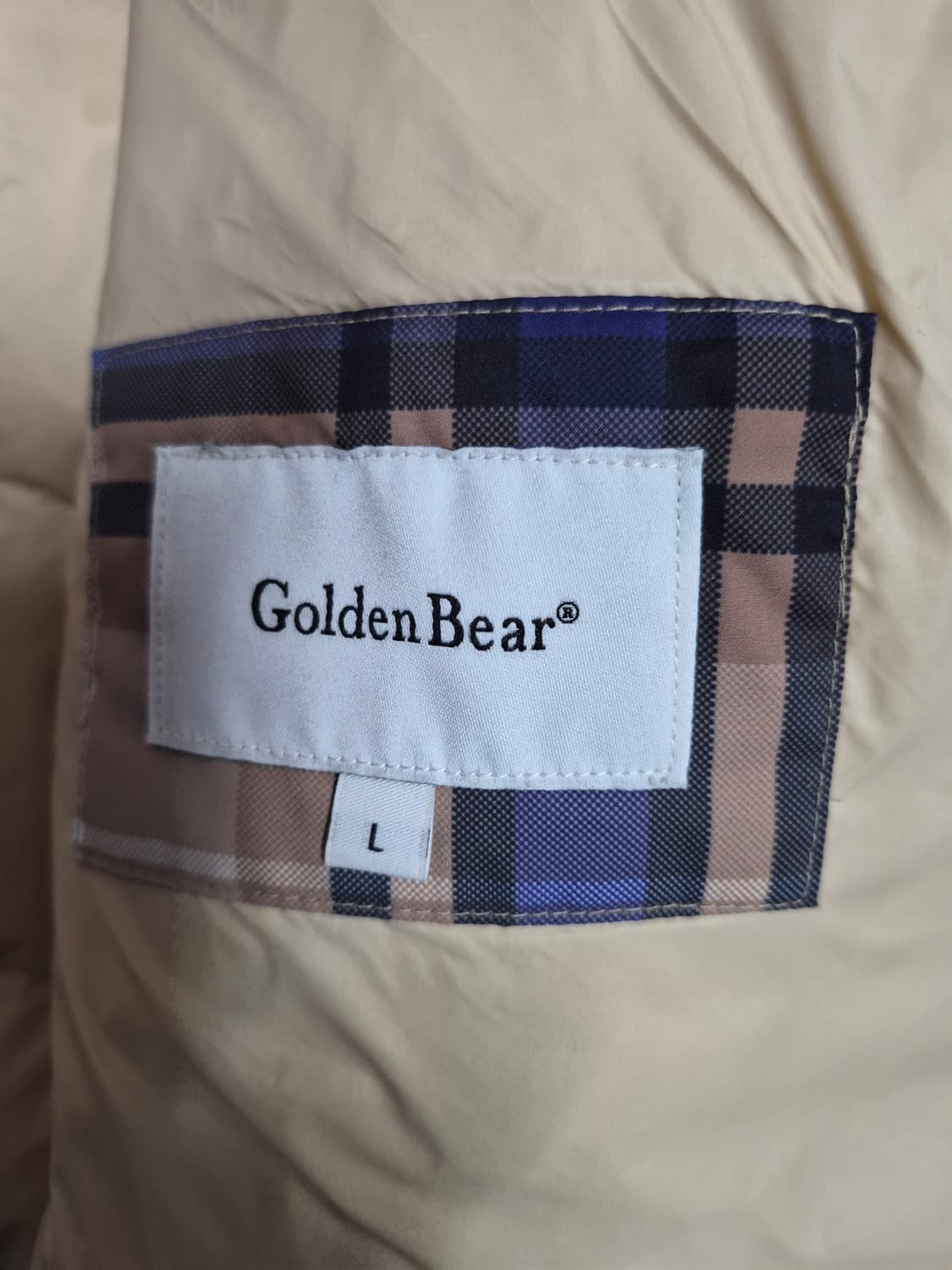 골든베어 체크 숏패딩 니트 배색 남성 105 상품이미지4