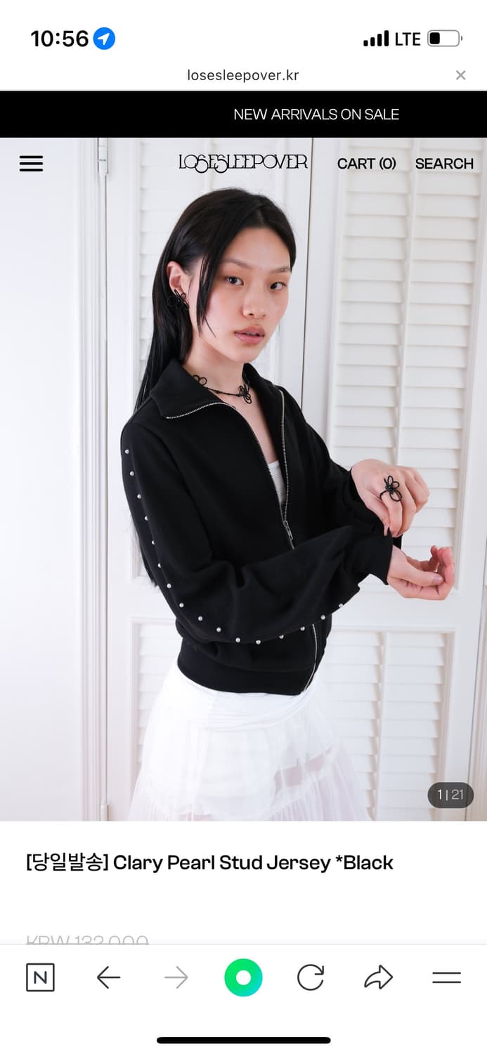 루즈슬립오버 Clary Pearl Stud Jersey 후드집업 상품이미지1