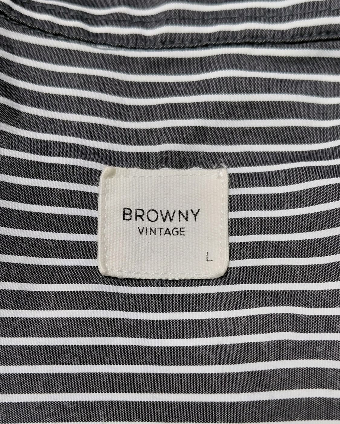 [L] 브라우니 빈티지 스트라이프 타이포그래피 오버핏 셔츠 상품이미지5